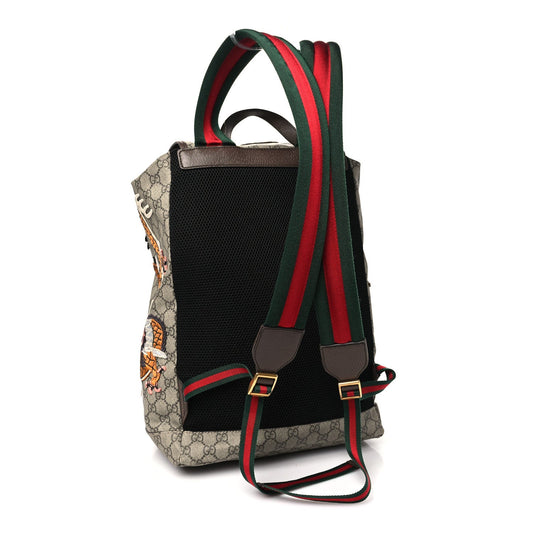 Gucci Soft GG Supreme Monogram Courrier Web Double Buckle Backpack Beige New Acero